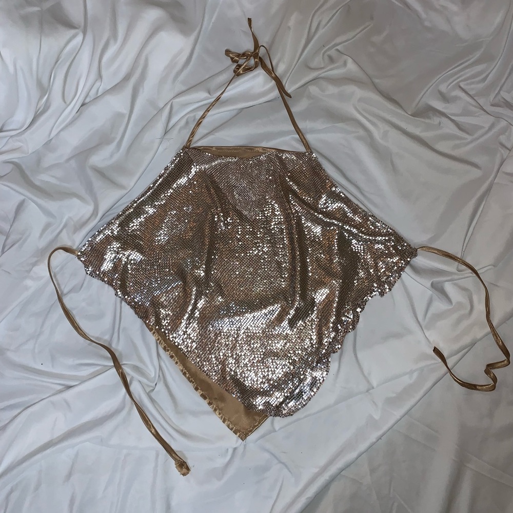 Night Out Sparkly Metallic Backless Top